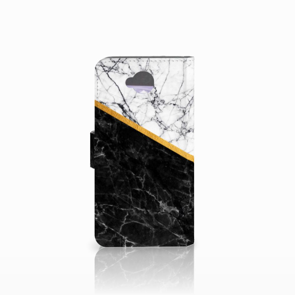 Microsoft Lumia 650 Bookcase Marmer Wit Zwart - Origineel Cadeau Man