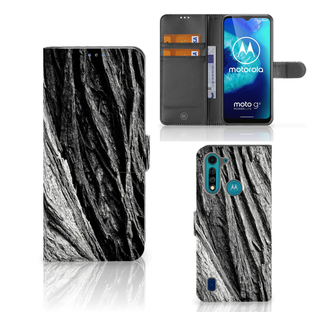 Book Style Case Motorola G8 Power Lite Boomschors Grijs