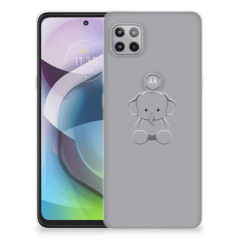Motorola Moto G 5G Telefoonhoesje met Naam Grijs Baby Olifant B2C Telecom