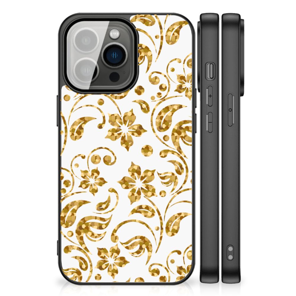 iPhone 13 Pro Bloemen Hoesje Gouden Bloemen B2C Telecom
