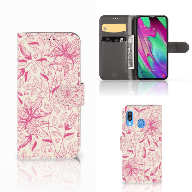 Samsung Galaxy A40 Hoesje Pink Flowers