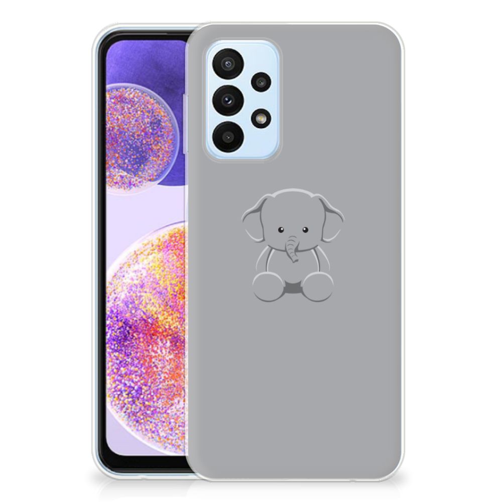 Samsung Galaxy A23 Telefoonhoesje met Naam Grijs Baby Olifant B2C Telecom