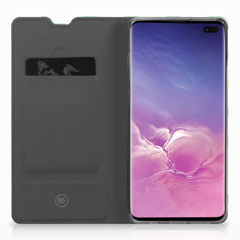 Samsung Galaxy S10 Plus Hoesje met Magneet Zigzag Groen