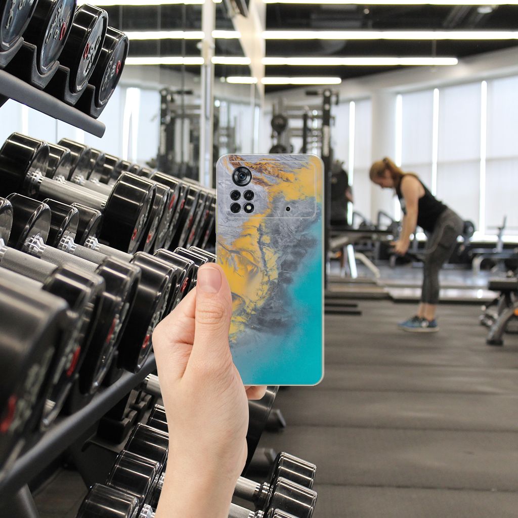 Xiaomi Poco X4 Pro 5G TPU Siliconen Hoesje Marble Blue Gold B2C Telecom