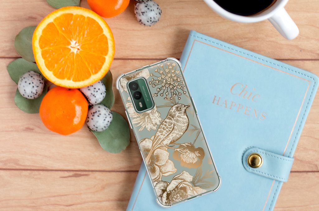 Case voor Nokia XR21 Vintage Bird Flowers