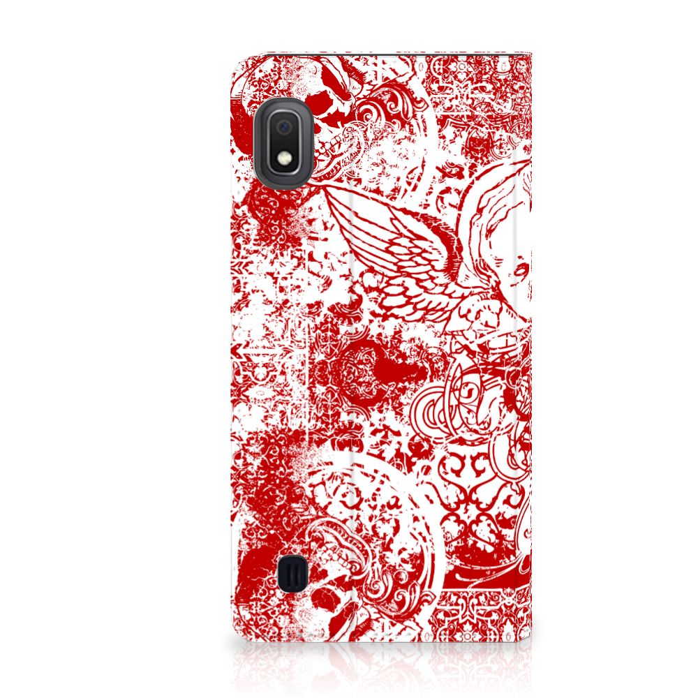 Mobiel BookCase Samsung Galaxy A10 Angel Skull Rood