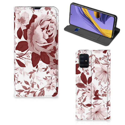 Bookcase Samsung Galaxy A51 Watercolor Flowers