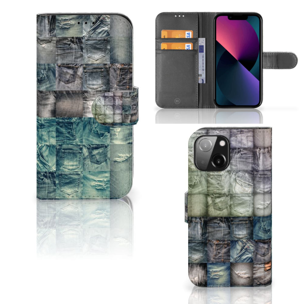 Wallet Case met Pasjes iPhone 13 Mini Spijkerbroeken