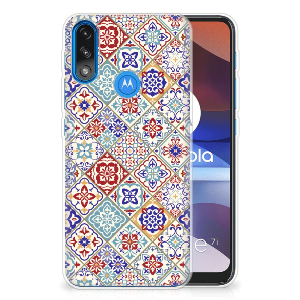 Motorola Moto E7/E7i Power TPU Siliconen Hoesje Tiles Color