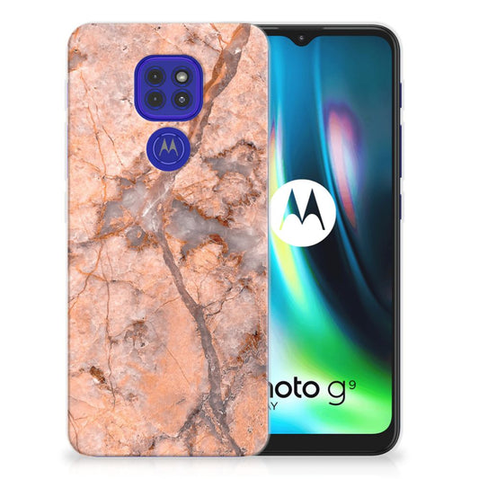 Motorola Moto G9 Play | E7 Plus TPU Siliconen Hoesje Marmer Oranje