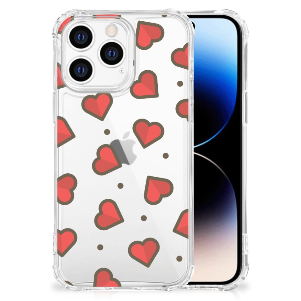 iPhone 14 Pro Doorzichtige Silicone Hoesje Hearts B2C Telecom