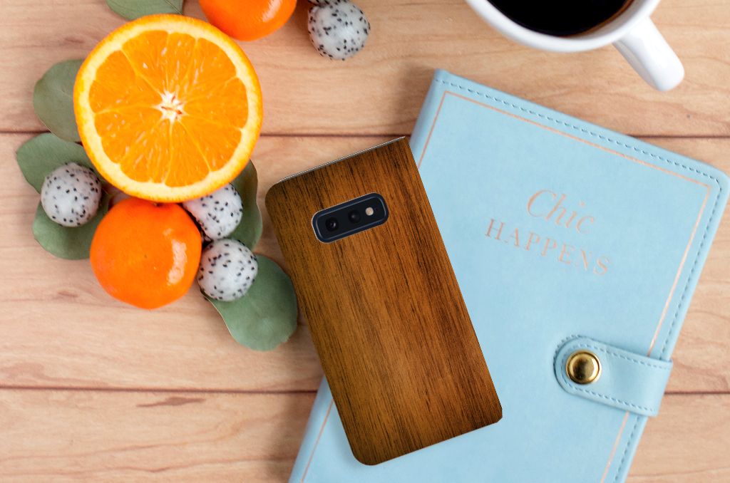 Samsung Galaxy S10e Book Wallet Case Donker Hout