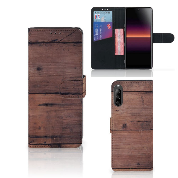 Sony Xperia L4 Book Style Case Old Wood