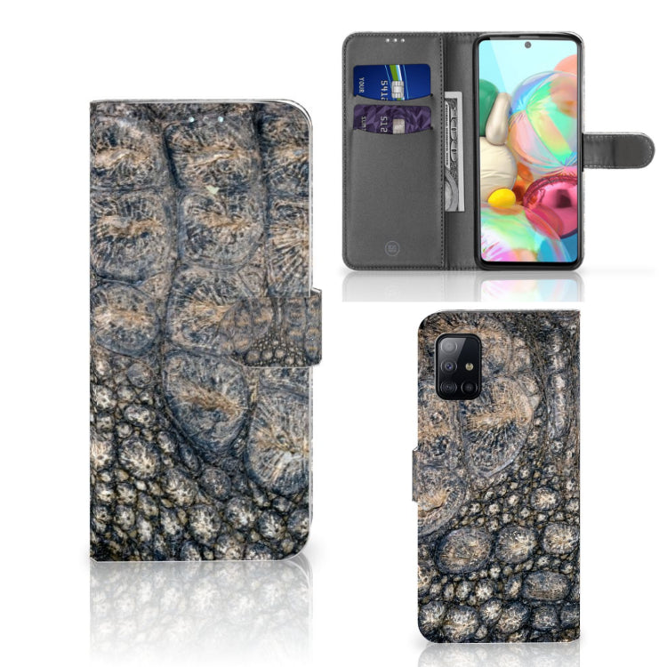 Samsung Galaxy A71 Telefoonhoesje met Pasjes Krokodillenprint
