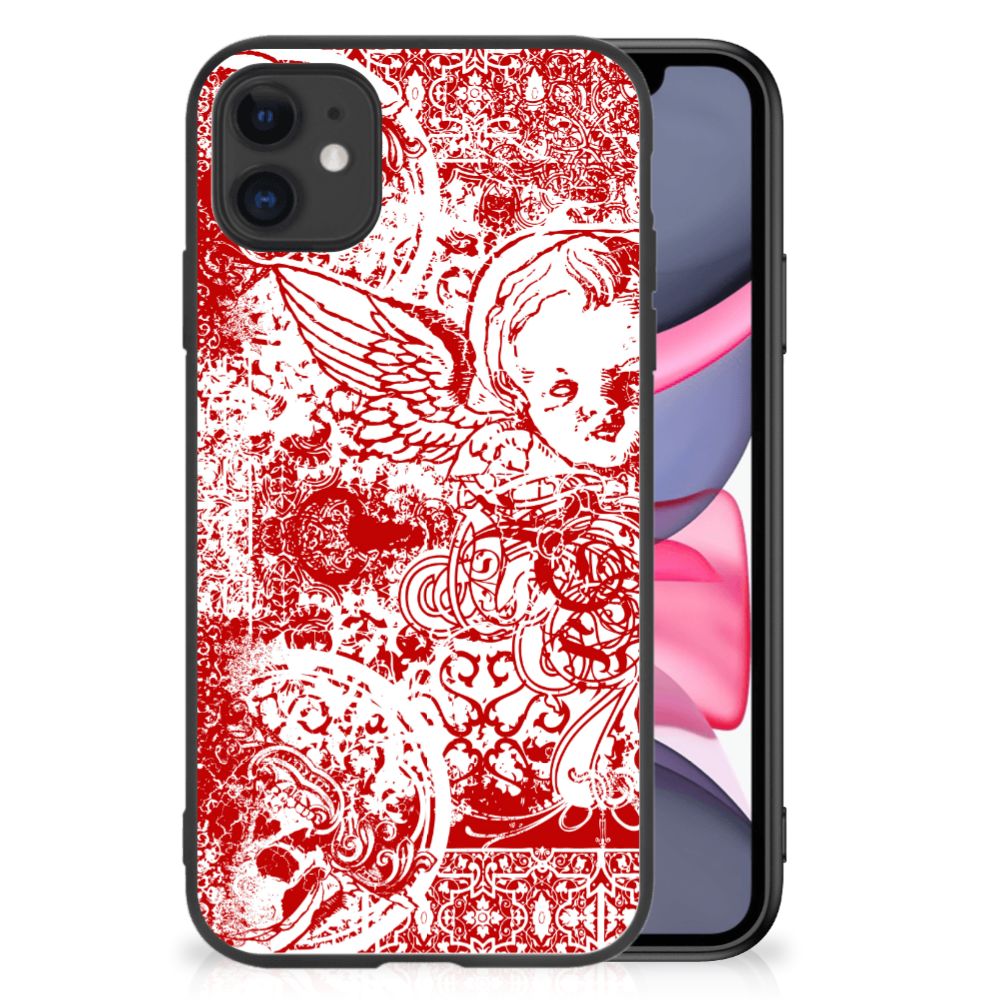 Telefoonhoesje iPhone 11 Angel Skull Rood met opvallende rode skulls en engel ontwerp, geschikt voor dagelijkse bescherming.