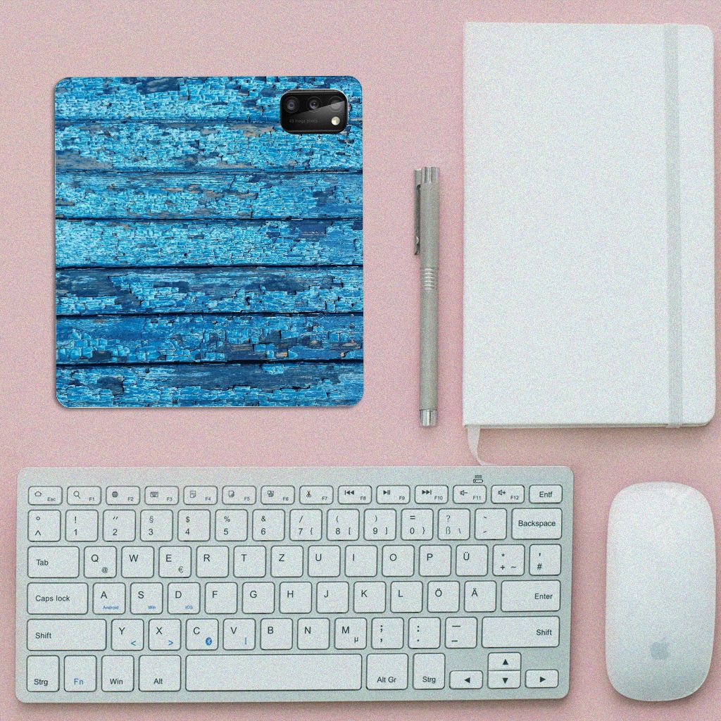 Samsung Galaxy A41 Book Wallet Case Wood Blue - B2C Telecom