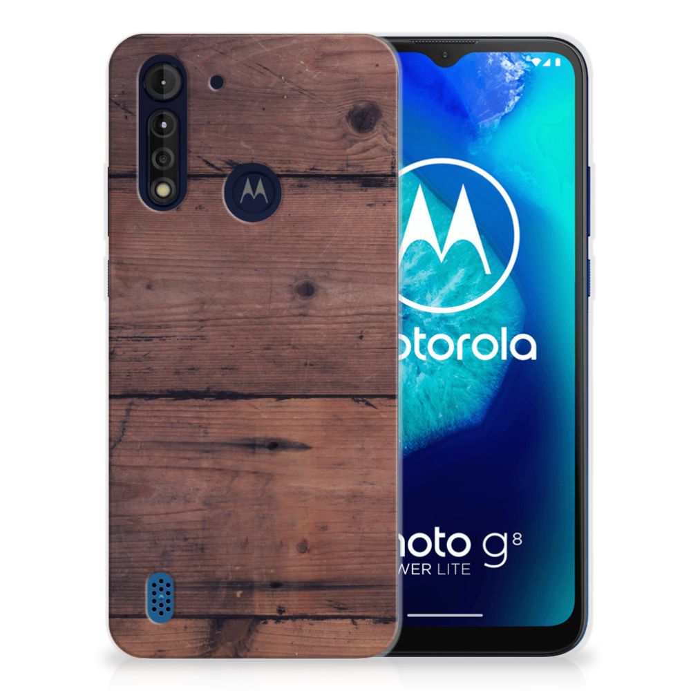 Motorola Moto G8 Power Lite Bumper Hoesje Old Wood