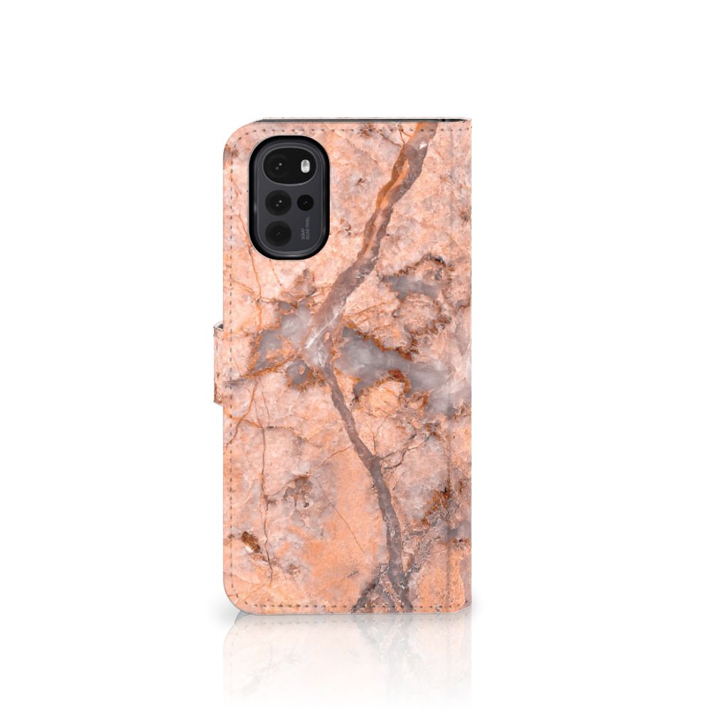 Motorola Moto G22 Bookcase Marmer Oranje