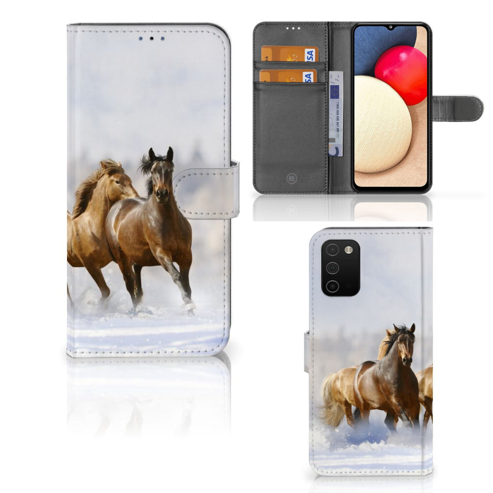 Samsung Galaxy A03s Telefoonhoesje met Pasjes Paarden