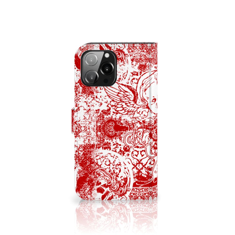 Telefoonhoesje met Naam iPhone 13 Pro Max Angel Skull Rood