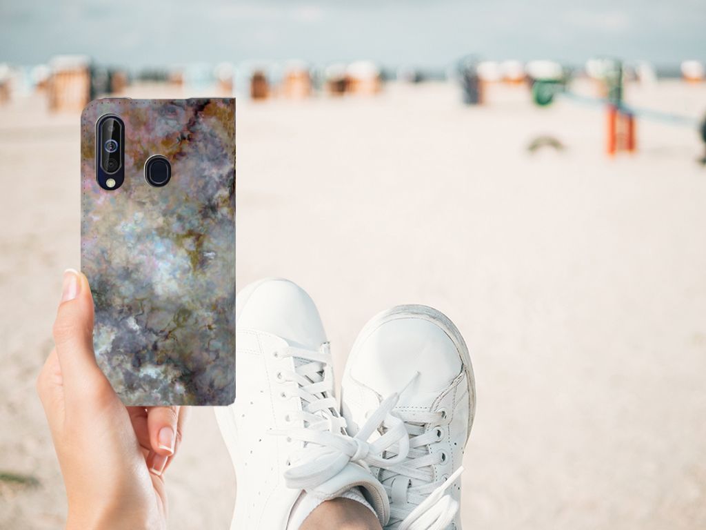 Samsung Galaxy A60 Standcase Marmer Grijs