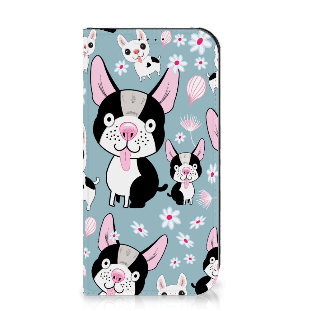 iPhone 15 Pro Hoesje maken Hondjes met schattige zwart-witte hondjes en bloemen 🌸.