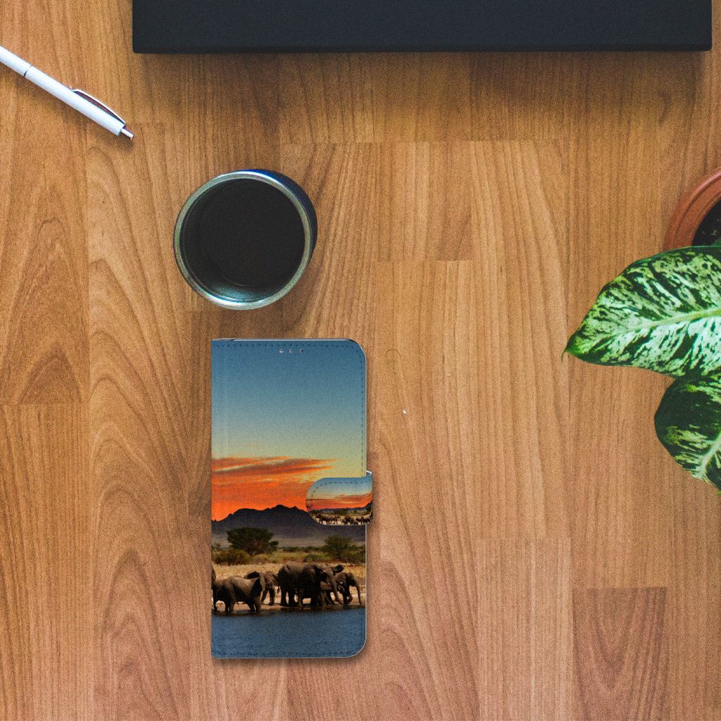 Motorola Moto G 5G Plus Telefoonhoesje met Pasjes Olifanten