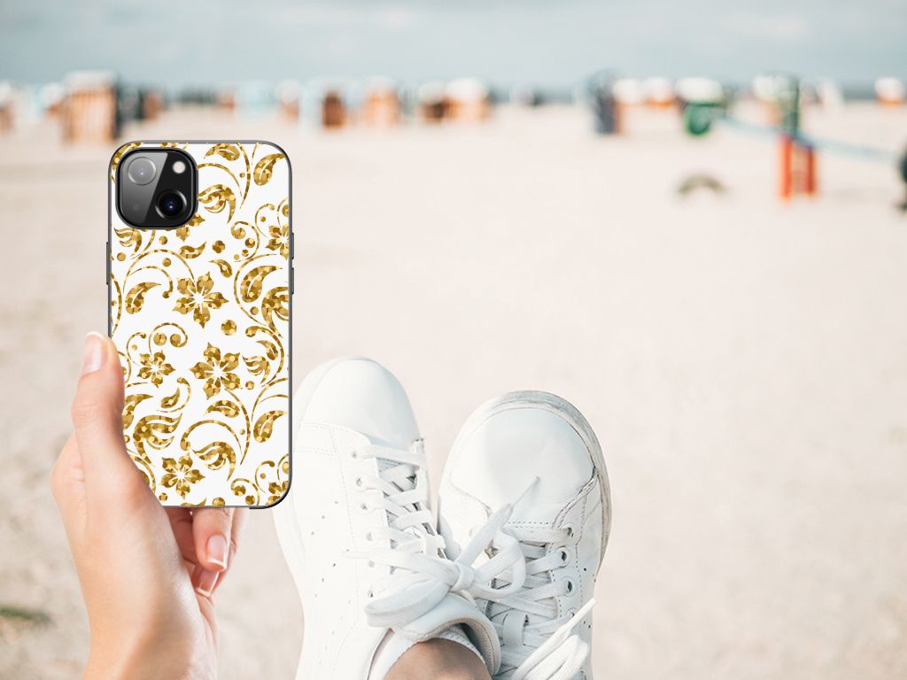 Apple iPhone 13 Bloemen Hoesje Gouden Bloemen B2C Telecom