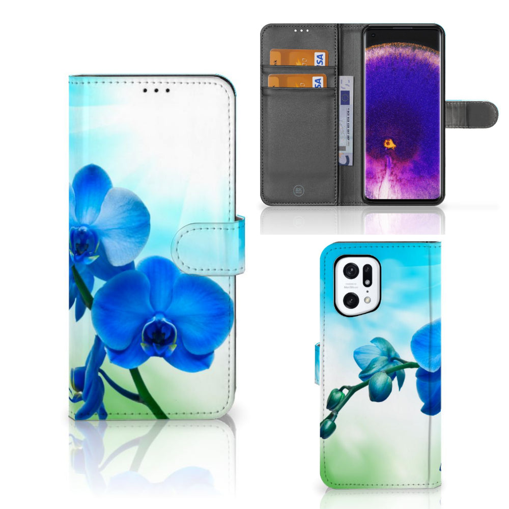 OPPO Find X5 Pro Hoesje Orchidee Blauw - Cadeau voor je Moeder