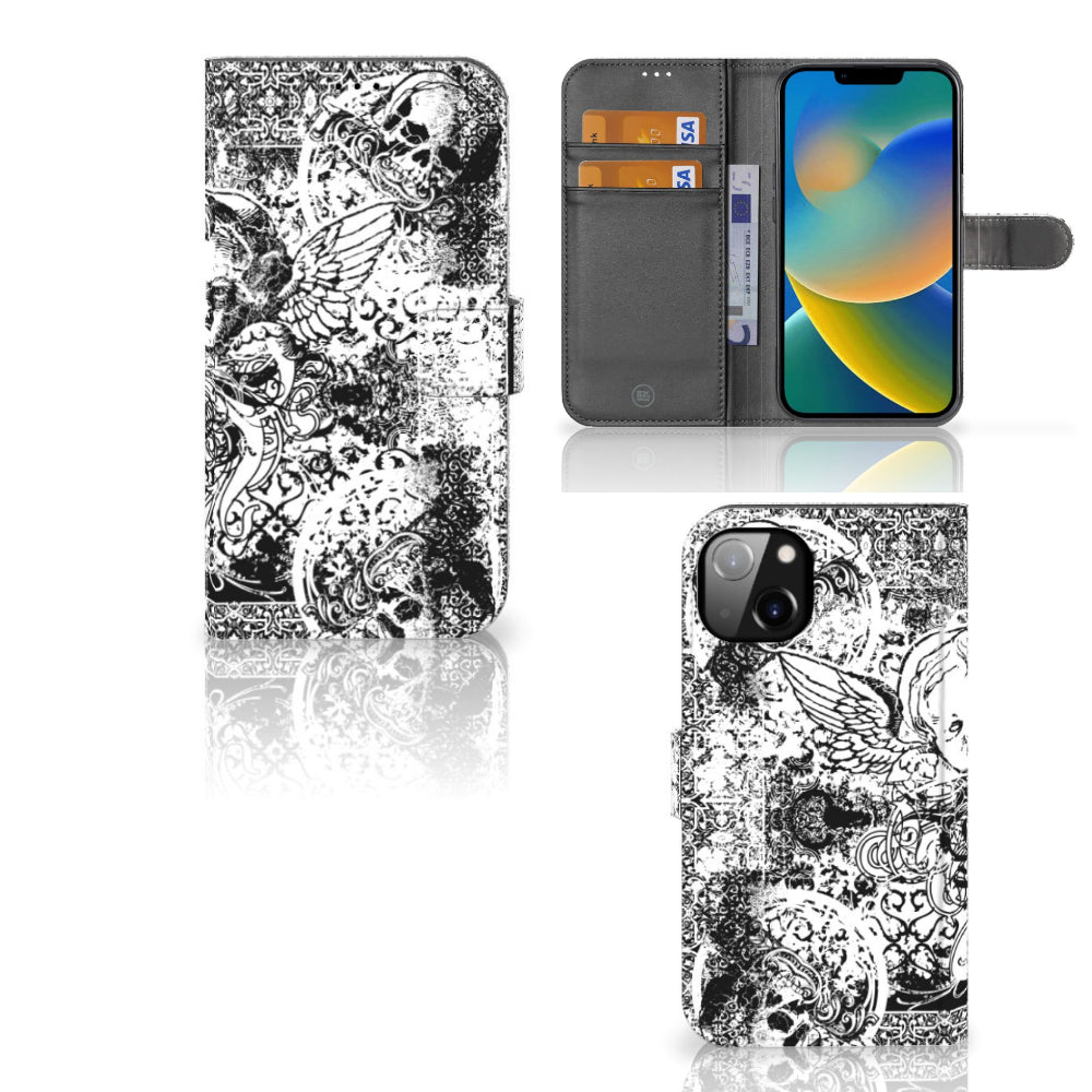 Telefoonhoesje met Naam iPhone 14 Plus Skulls Angel