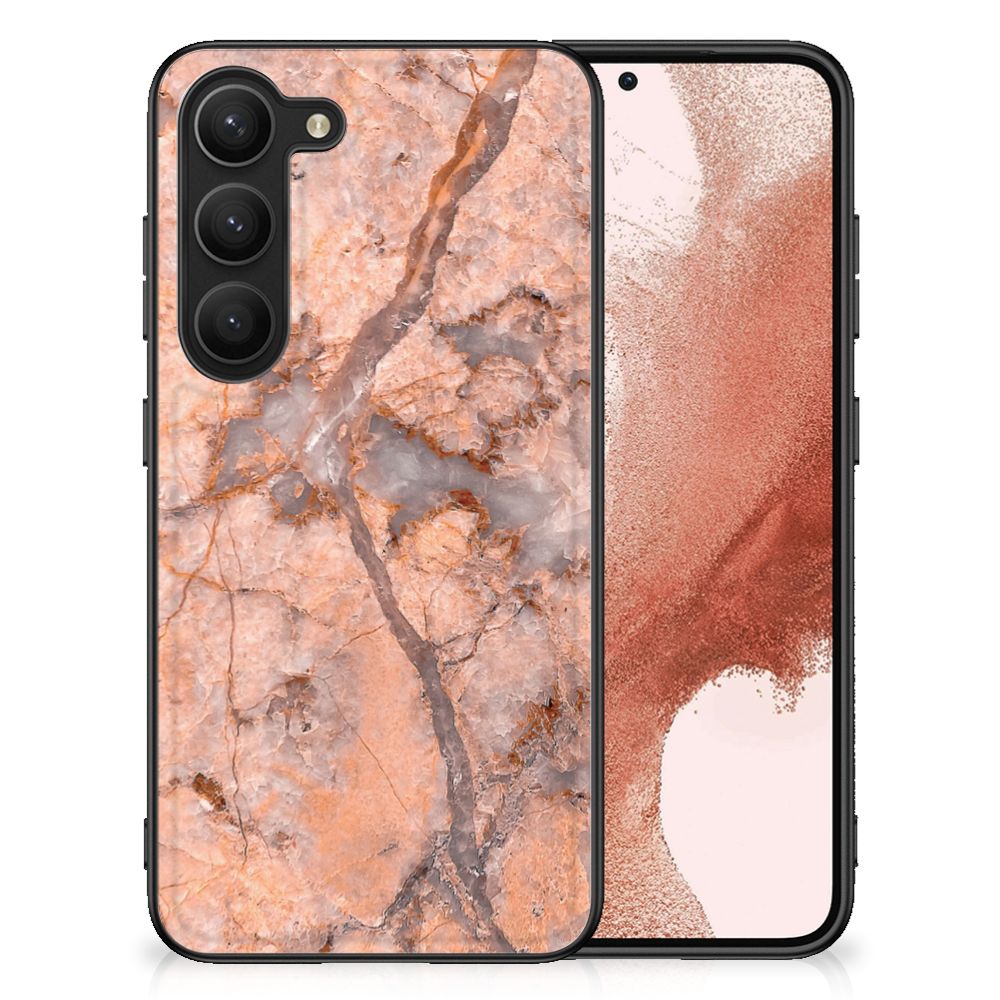 Samsung Galaxy S23 Marmeren Print Telefoonhoesje Marmer Oranje B2C Telecom