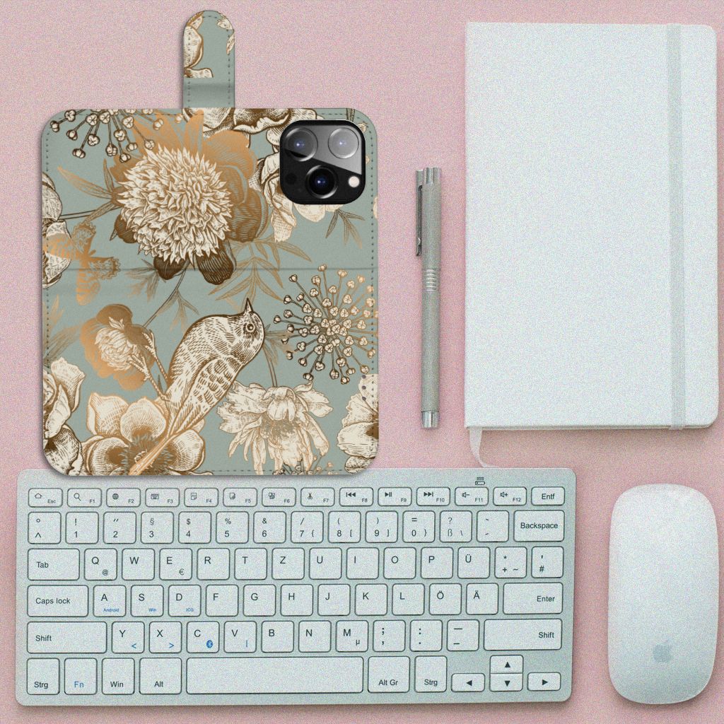 Hoesje voor iPhone 14 Pro Max Vintage Bird Flowers