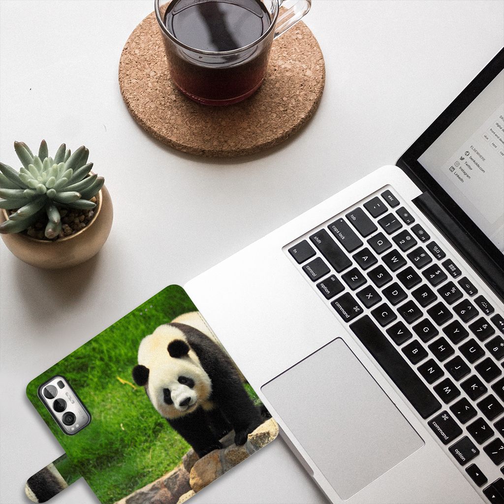 OPPO Find X3 Neo 5G Telefoonhoesje met Pasjes Panda