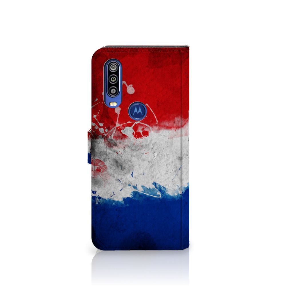 Motorola One Action Bookstyle Case Nederland met een artistiek ontwerp van de Nederlandse vlag.