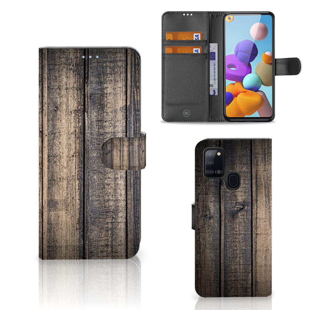 Samsung Galaxy A21s Book Style Case Steigerhout