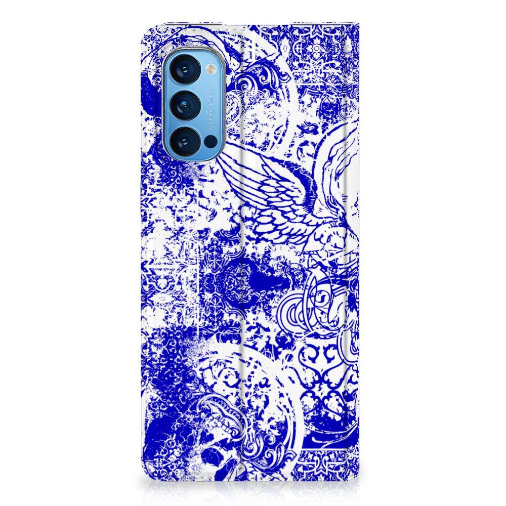 Mobiel BookCase OPPO Reno4 Pro 5G Angel Skull Blauw - B2C Telecom