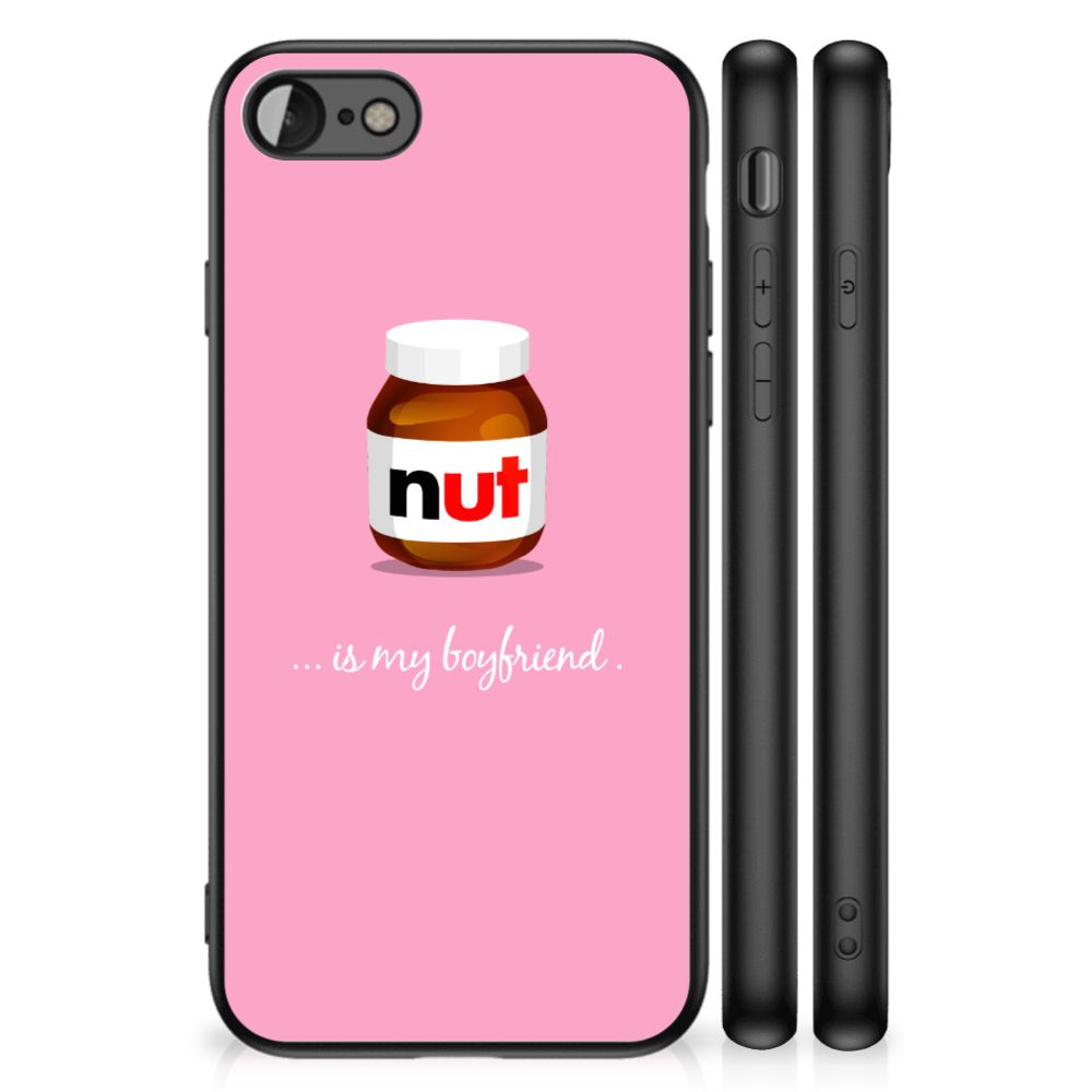 iPhone SE 2022 | SE 2020 | 7/8 Back Cover Hoesje Nut Boyfriend design featuring a nut jar on a pink background.