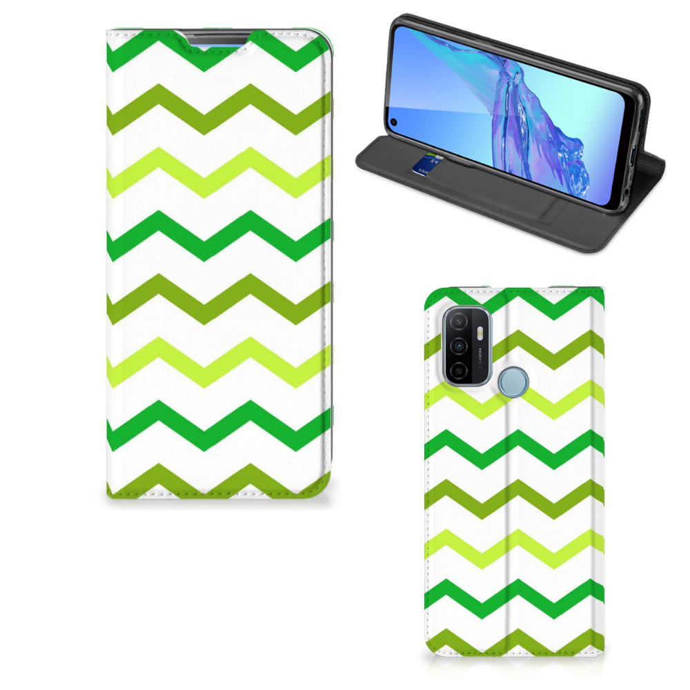 OPPO A53 | A53s Hoesje met Magneet Zigzag Groen - B2C Telecom