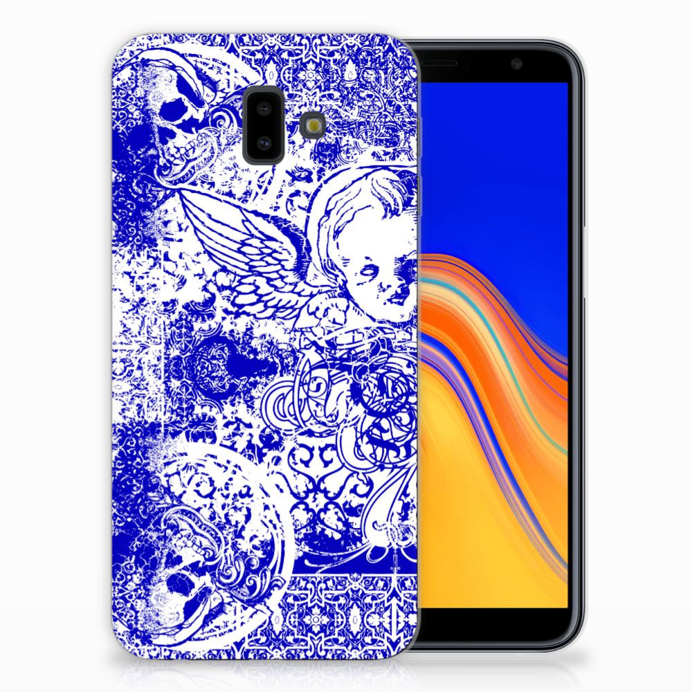 Silicone Back Case Samsung Galaxy J6 Plus (2018) Angel Skull Blauw