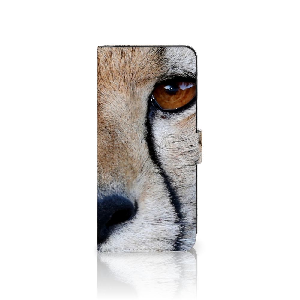 Samsung Galaxy M54 Telefoonhoesje met Pasjes Cheetah close-up van cheeta's gezicht