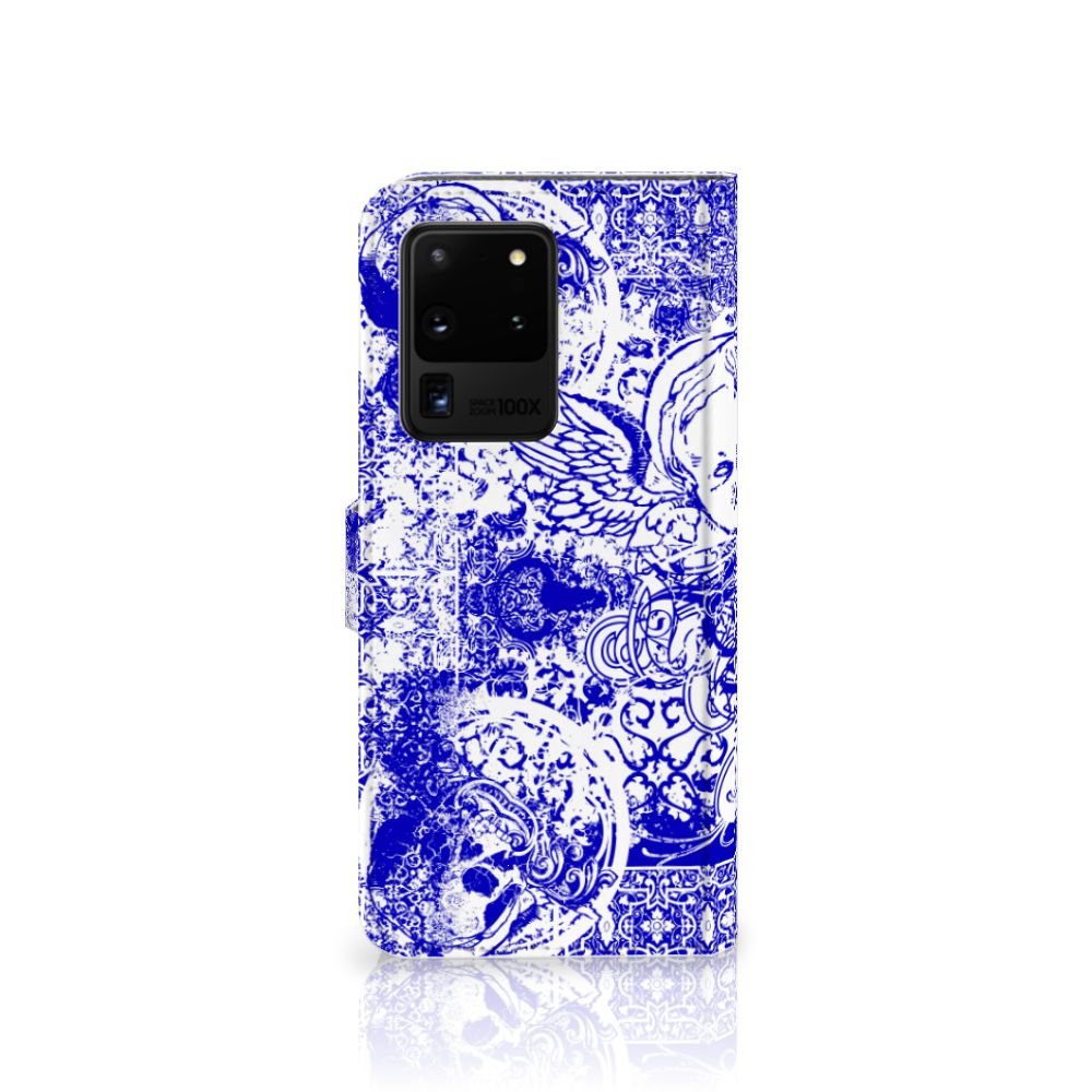 Telefoonhoesje met Naam Samsung Galaxy S20 Ultra Angel Skull Blauw