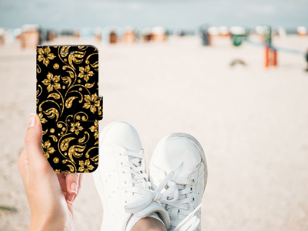 Samsung Galaxy S9 Hoesje Gouden Bloemen