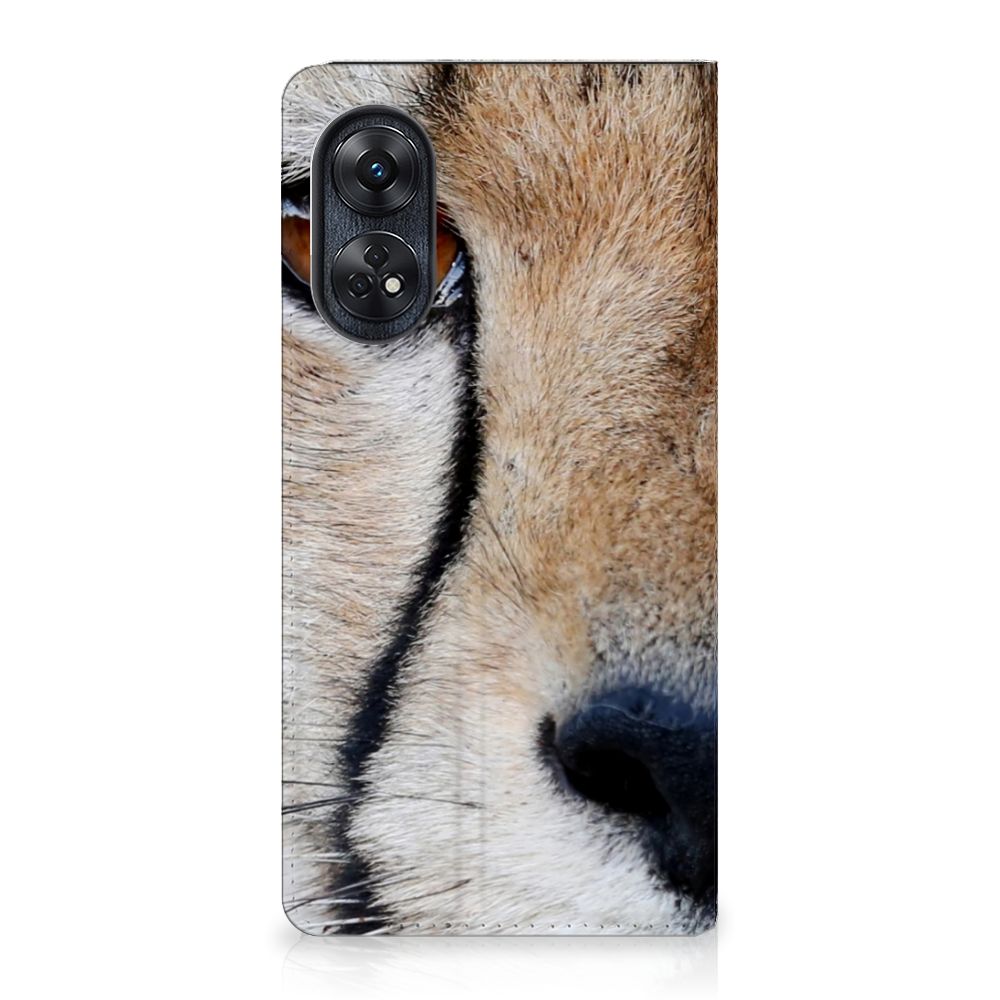 OPPO Reno8 T 4G Hoesje maken Cheetah close-up design met jachtluipaard print