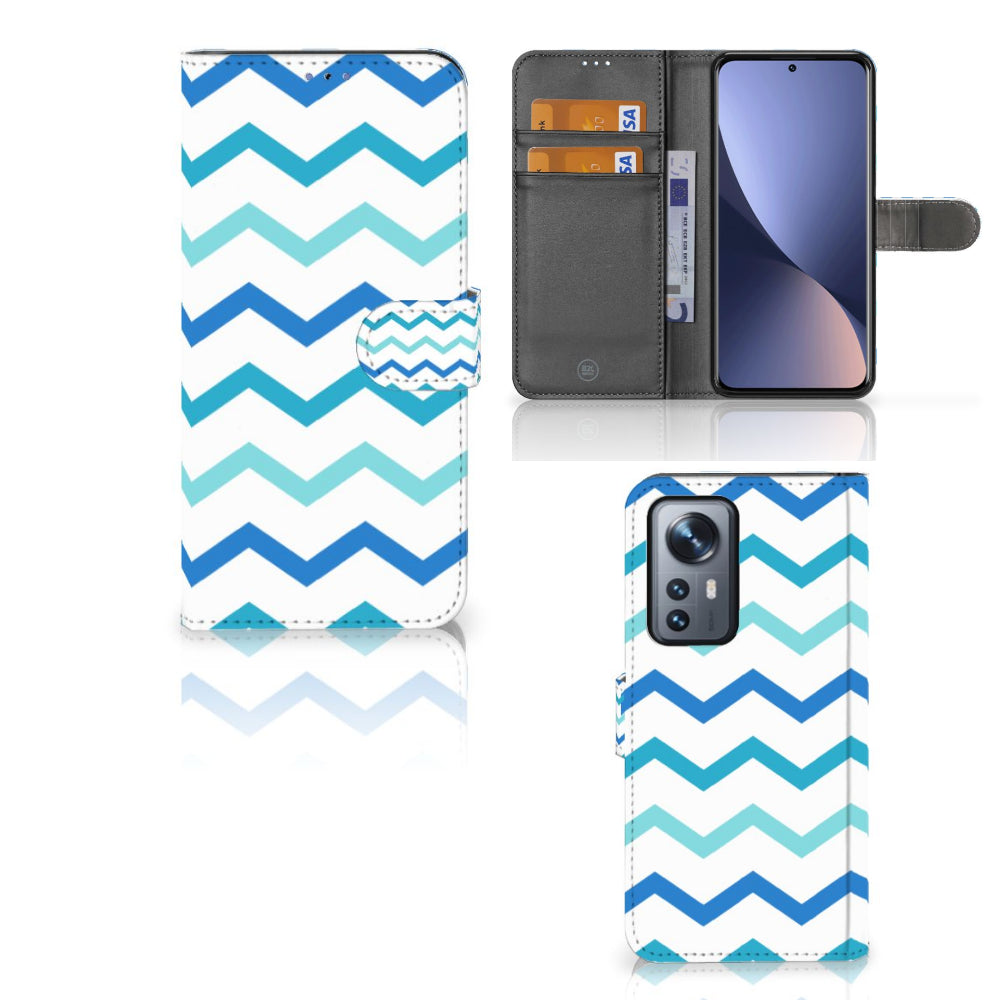 Xiaomi 12 Pro Telefoon Hoesje Zigzag Blauw