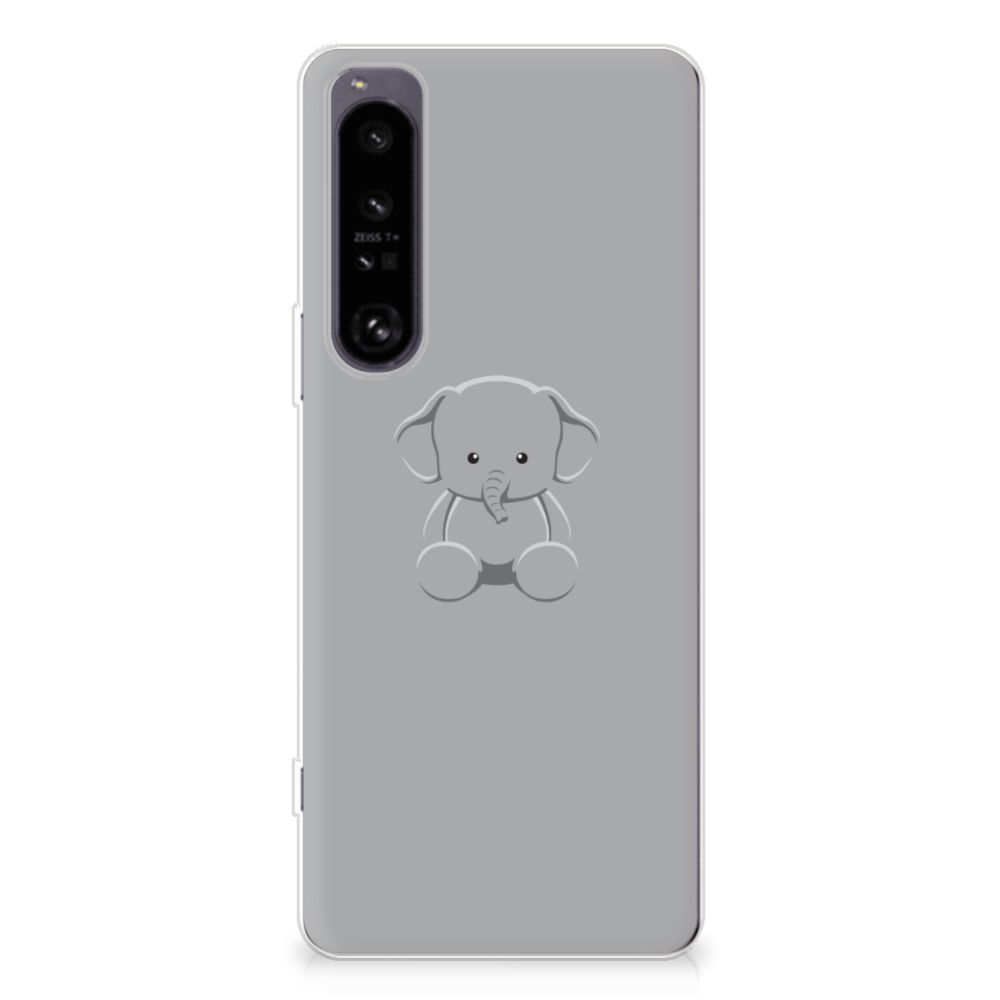 Sony Xperia 1 IV Telefoonhoesje met Naam Grijs Baby Olifant