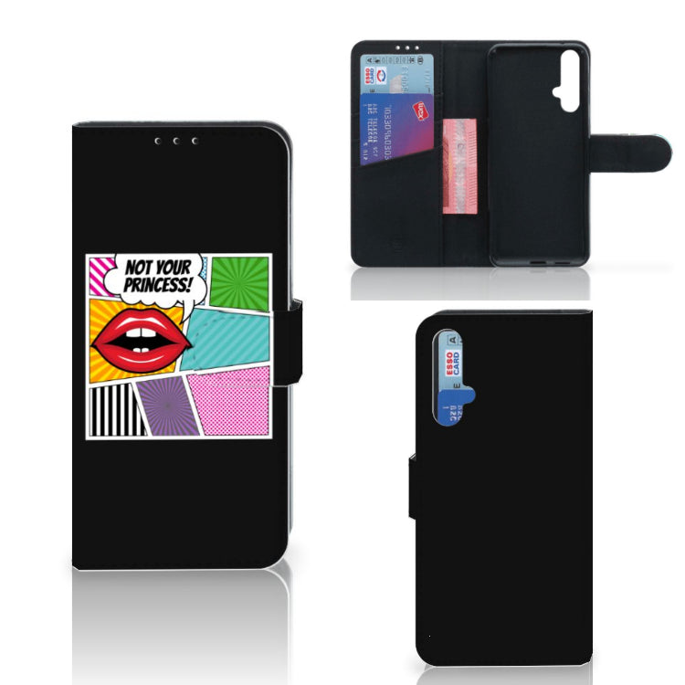 Honor 20 Wallet Case met Pasjes Popart Princess