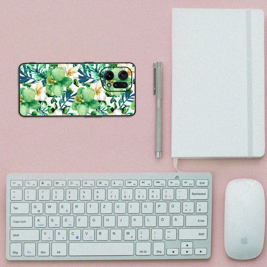OPPO Find X5 Bloemen Hoesje Orchidee Groen B2C Telecom