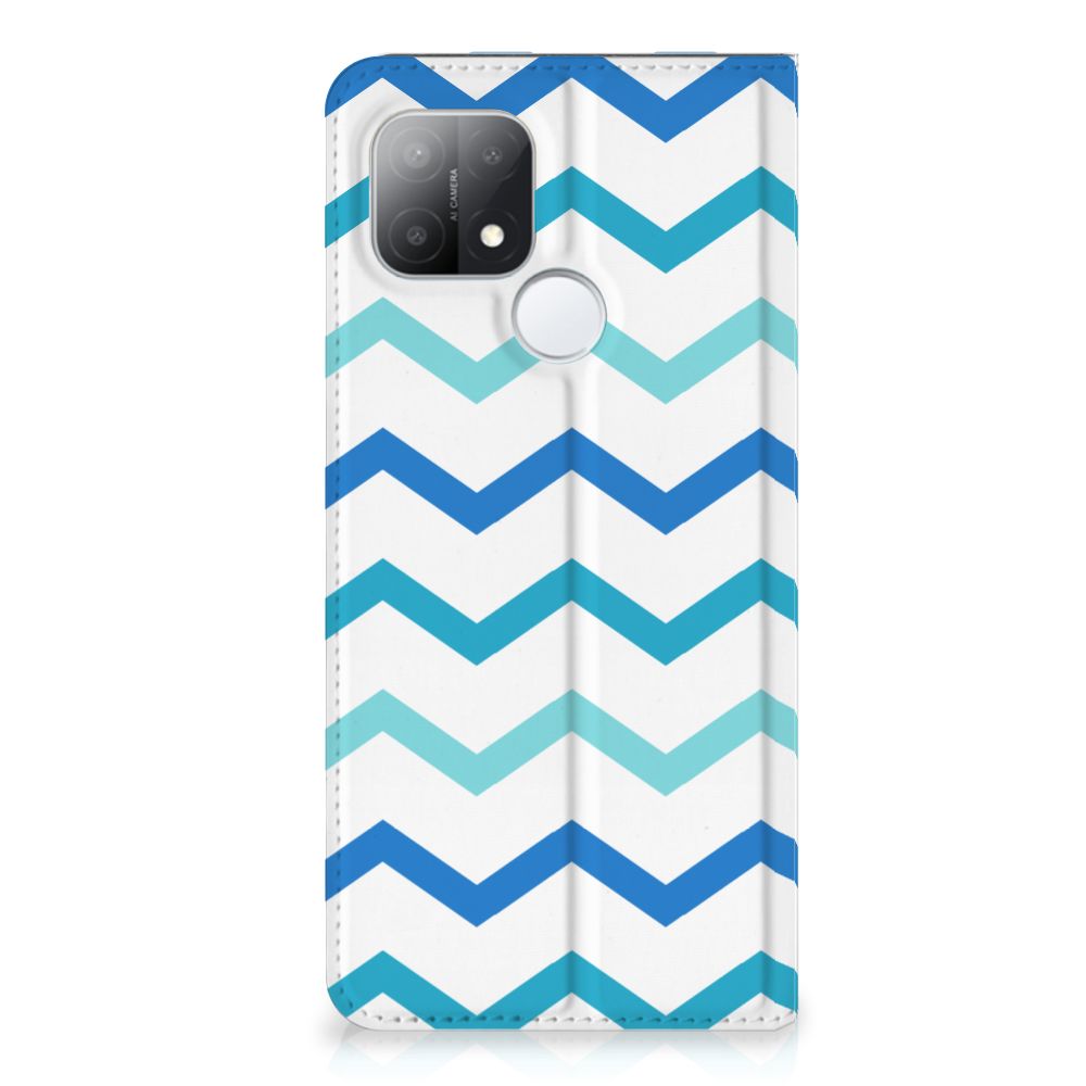 OPPO A15 Hoesje met Magneet Zigzag Blauw - B2C Telecom