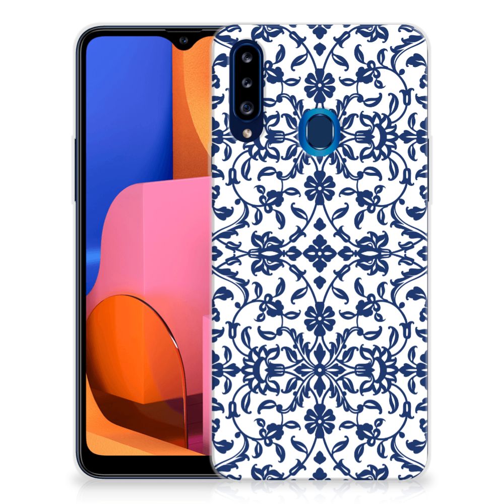 Samsung Galaxy A20s TPU Case Flower Blue