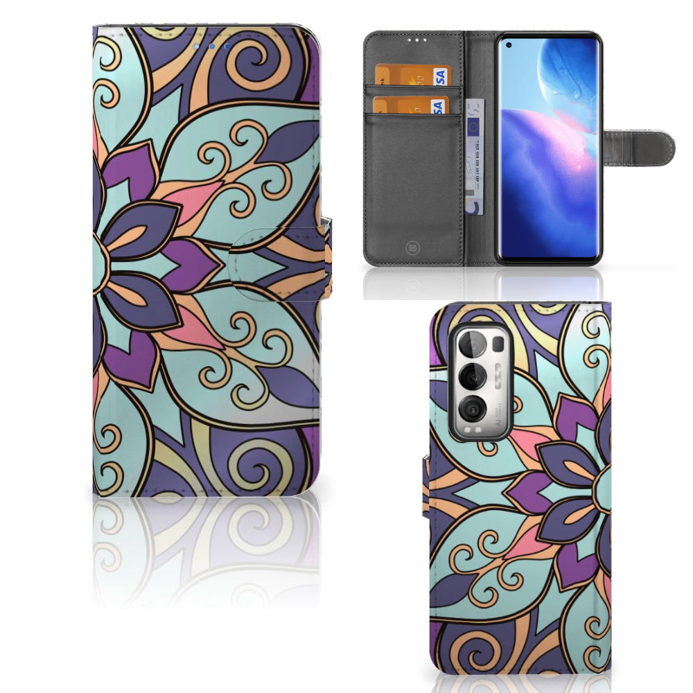 OPPO Find X3 Neo 5G Hoesje Purple Flower